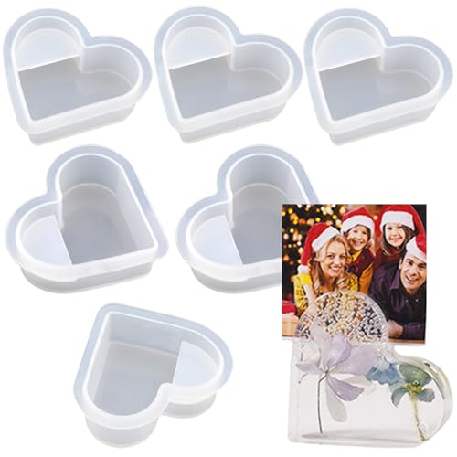 6 x herzförmige Epoxid-Formen für Bilderrahmen, zum Selbermachen, Silikonform für kleine Fotos 6 x herzförmige Epoxid-Formen für Bilderrahmen, zum Selbermachen, Silikonform für kleine Fotos von QTTLLI