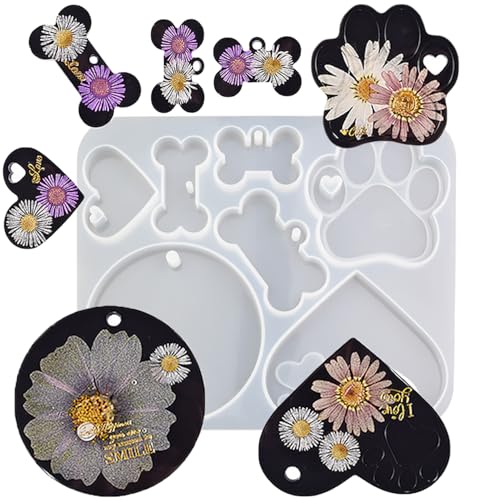 7Style Epoxidform mit Hundepfoten- und Knochen-Anhänger, Epoxidharz, Gießform, Größe von 3,8 cm - 8,6 cm 7Style Epoxidform mit Hundepfoten- und Knochen-Anhänger, Epoxidharz, Gießform, Größe von 3,8 cm - 8,6 cm von QTTLLI