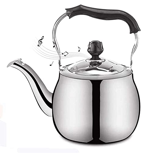 Flötenkessel aus Edelstahl für Herdplatte, moderner Teekessel für Herd, mit coolem Griff, ergonomischer Griff, Pfeifenkessel, Teekessel (2,5 l) von QTYQWC