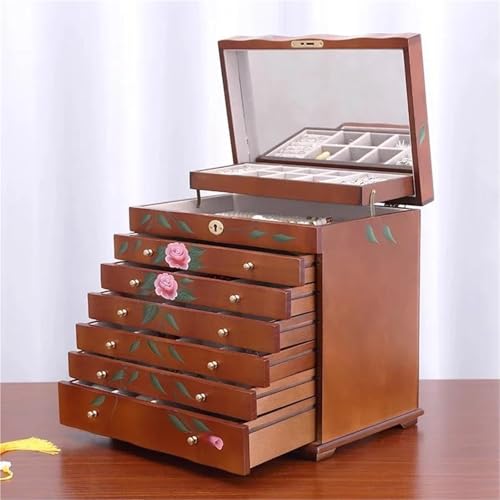 Halsketten-Organizer, Schmuckkästchen, Organizer, Präsentationsständer, Aufbewahrung, Ring, Halskette, Präsentationsständer, große Größe, Massivholz, Schmuckschatulle, Schublade, Ohrringe (33 x 23 x Halsketten-Organizer, Schmuckkästchen, Organizer, Präsentationsständer, Aufbewahrung, Ring, Halskette, Präsentationsständer, große Größe, Massivholz, Schmuckschatulle, Schublade, Ohrringe (33 x 23 x von QTYQWC