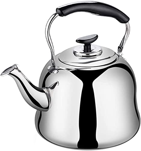 Pfeifender Teekessel aus Edelstahl, verdickte Teekanne, große Kapazität, Pfeifkessel, geeignet für die Oberseite des Herdes, 4 l, 5 l, 6 l von QTYQWC