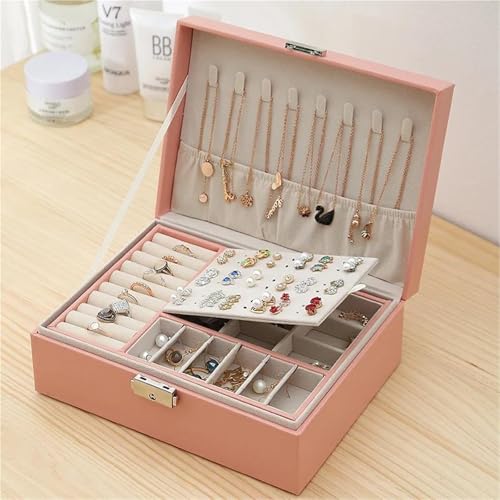 QTYQWC Halsketten-Organizer, Oxidationsleder-Schmuckschatulle, 2024, hochwertiger exquisiter Ring, Anti(23 x 17 x 19 cm), Ohrring-Schmuckkästchen, Halsketten-Schmuckschatulle (Typ C) von QTYQWC
