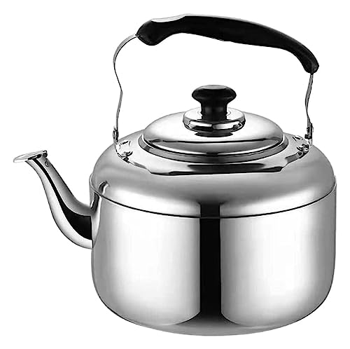 Teekessel für Herdplatte, Pfeifkessel aus Edelstahl, für Camping, Induktion, Teekessel für Gasherd, Pfeife, Teekessel (6 l) von QTYQWC