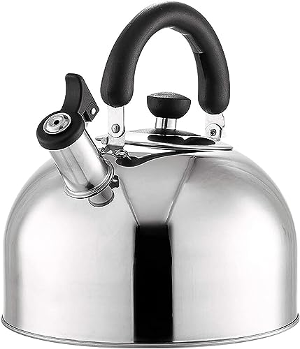 Teekessel für Herdplatten, Teekessel für Herde, Teekessel, Herd, Pfeife, Kühlgriff, 304 Edelstahl, Pfeife, Wasserkocher, Teekessel (6 l) von QTYQWC