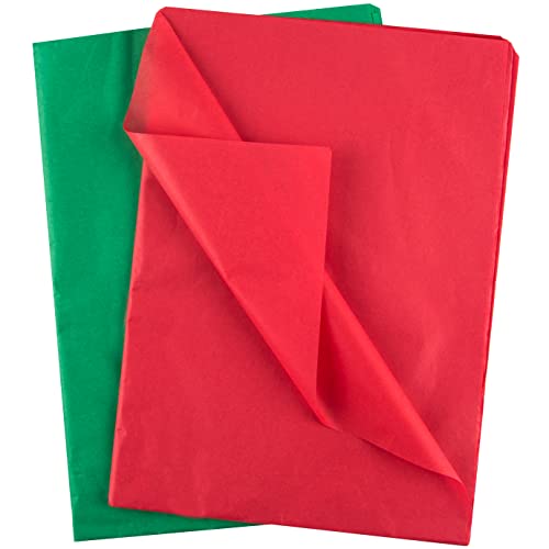 QUACOWW 50 Blätter Seidenpapier Weihnachten Seidenpapier Rotes Seidenpapier Grünes Seidenpapier Blätter zum Verpacken von Weihnachten und DIY Kunsthandwerk Dekoration （50cm x 70cm ） von QUACOWW