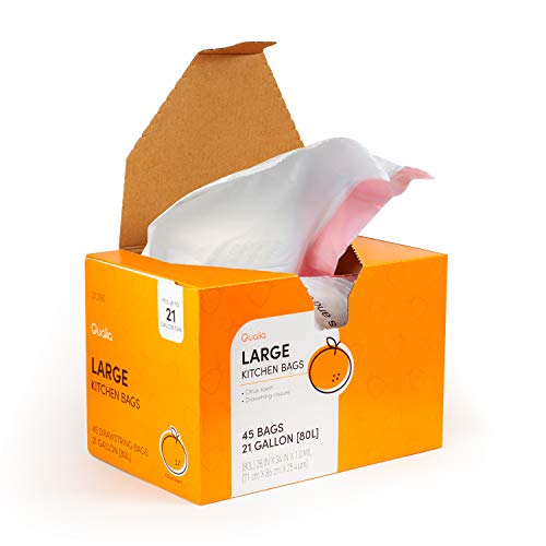 QUALIA Müllbeutel mit Zitrusduft, 80 Liter, mit Kordelzugverschluss, strapazierfähig (Citrus, 45 Beutel), Weiß (L10001) von QUALIAZERO