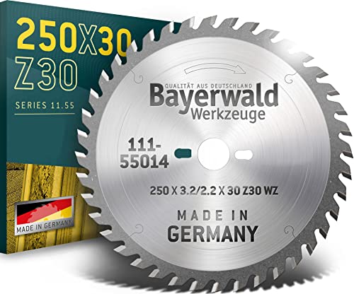 Bayerwald - HM Kreissägeblatt - Ø 250 x 3.2 x 30 | Z=30 QW | Serie 11.55 - Wechselzahn für Längs- & Querschnitte in Holz/Holzwerkstoffen von QUALITÄT AUS DEUTSCHLAND Bayerwald Werkzeuge