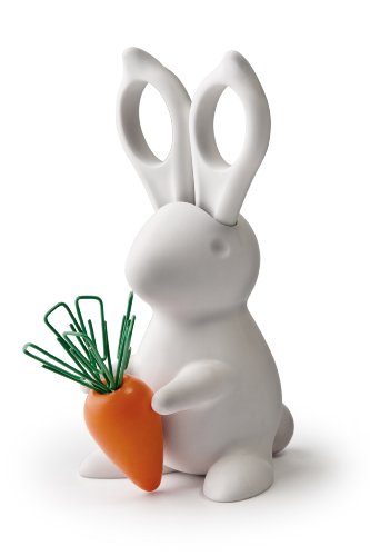 QUALY Schreibtisch-Set Desk Bunny, Schere und Büroklammer-Halter, Kunststoff Weiß Orange, QL10115-WH QUALY Schreibtisch-Set Desk Bunny, Schere und Büroklammer-Halter, Kunststoff Weiß Orange, QL10115-WH von QUALY