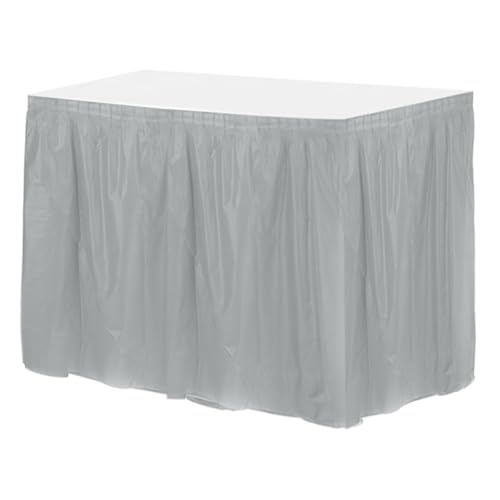 QUARKZMAN 1 Packung graue Tischröcke aus Kunststoff, 29 Zoll x 14 Fuß Tischröcke für rechteckige Tische, Einweg-Tischdecken für Geburtstags- und Hochzeitsfeiern von QUARKZMAN