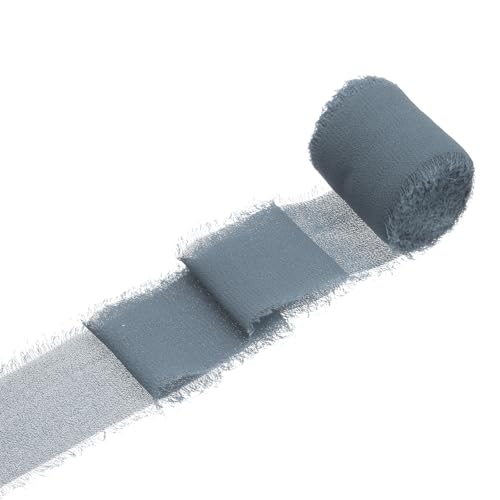 QUARKZMAN 1 Rolle Chiffonband, 1,5 Zoll x 5 Yard handgefertigtes Fransen-Seidenband für Blumenstraußverpackung Hochzeitsdekoration Braut DIY Basteln Dunkelgrau QUARKZMAN 1 Rolle Chiffonband, 1,5 Zoll x 5 Yard handgefertigtes Fransen-Seidenband für Blumenstraußverpackung Hochzeitsdekoration Braut DIY Basteln Dunkelgrau von QUARKZMAN