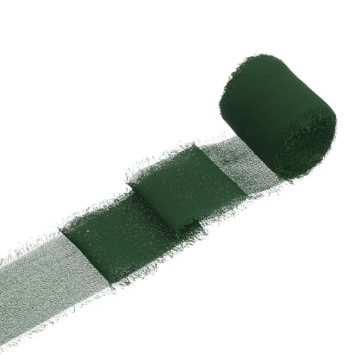 QUARKZMAN 1 Rolle Chiffonband, 1,5 Zoll x 5 Yard handgefertigtes Fransen-Seidenband für Blumenstraußverpackung Hochzeitsdekoration Braut DIY Basteln Dunkelgrün QUARKZMAN 1 Rolle Chiffonband, 1,5 Zoll x 5 Yard handgefertigtes Fransen-Seidenband für Blumenstraußverpackung Hochzeitsdekoration Braut DIY Basteln Dunkelgrün von QUARKZMAN