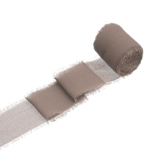 QUARKZMAN 1 Rolle Chiffonband, 1,5 Zoll x 5 Yard handgefertigtes Fransen-Seidenband für Blumenstraußverpackung Hochzeitsdekoration Braut DIY Basteln Hellbraun QUARKZMAN 1 Rolle Chiffonband, 1,5 Zoll x 5 Yard handgefertigtes Fransen-Seidenband für Blumenstraußverpackung Hochzeitsdekoration Braut DIY Basteln Hellbraun von QUARKZMAN