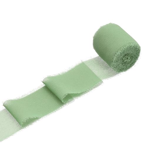 QUARKZMAN 1 Rolle Chiffonband, 1,5 Zoll x 5 Yard handgefertigtes Fransen-Seidenband für Blumenstraußverpackung Hochzeitsdekoration Braut DIY Basteln Hellgrün QUARKZMAN 1 Rolle Chiffonband, 1,5 Zoll x 5 Yard handgefertigtes Fransen-Seidenband für Blumenstraußverpackung Hochzeitsdekoration Braut DIY Basteln Hellgrün von QUARKZMAN