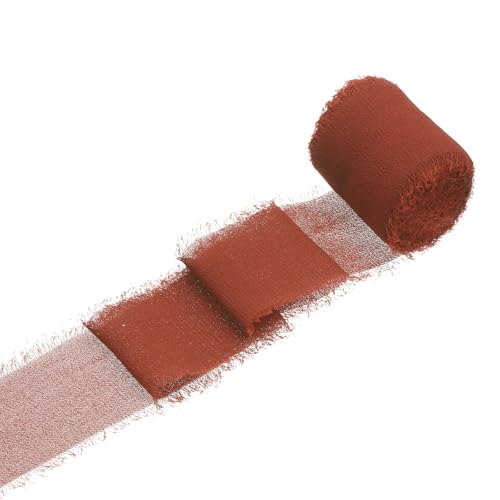 QUARKZMAN 1 Rolle Chiffonband, 1,5 Zoll x 5 Yard handgefertigtes Fransen-Seidenband für Blumenstraußverpackung Hochzeitsdekoration Braut DIY Basteln Rot QUARKZMAN 1 Rolle Chiffonband, 1,5 Zoll x 5 Yard handgefertigtes Fransen-Seidenband für Blumenstraußverpackung Hochzeitsdekoration Braut DIY Basteln Rot von QUARKZMAN