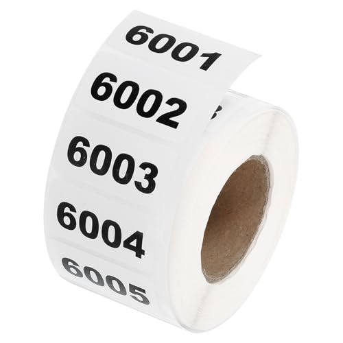 QUARKZMAN 1 Rolle Inventarnummernaufkleber, 6001-7000 fortlaufend nummerierte Etiketten Selbstklebende wasserdichte Etiketten Tag für die Lagerklassifizierungsmaterialien (1,6x0,8 Zoll) von QUARKZMAN
