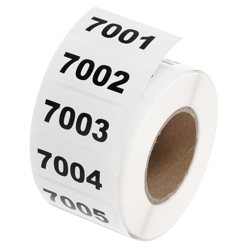 QUARKZMAN 1 Rolle Inventarnummernaufkleber, 7001-8000 fortlaufend nummerierte Etiketten Selbstklebende wasserdichte Etiketten Tag für die Lagerklassifizierungsmaterialien (1,6x0,8 Zoll) von QUARKZMAN