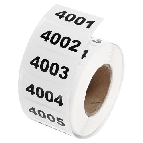 QUARKZMAN 1 Rolle Zahlen Aufkleber, 4001-5000 Number Stickers Nummern Aufkleber Selbstklebende Zahlen Klein 7 * 10mm Weiß von QUARKZMAN
