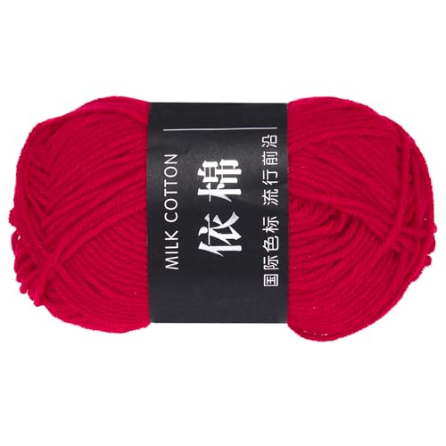 QUARKZMAN 1 Strang Baumwollgarn, 60% Baumwolle, 40% Acrylgarn Häkelgarn, Deckengarn zum Häkeln Jedes von 45g/1,59oz (Pro Strang 80m/87,5 Yard) /Rot von QUARKZMAN