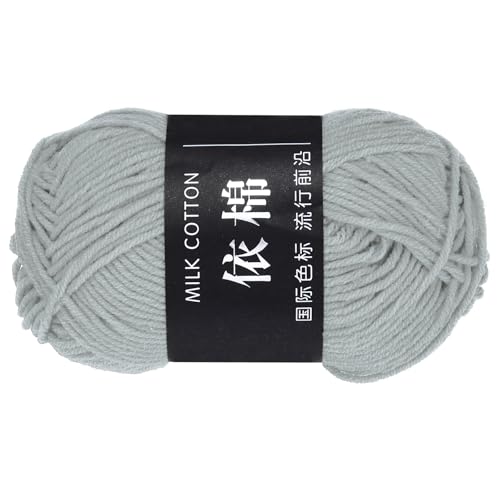 QUARKZMAN 1 Strang Baumwollgarn, 60% Baumwolle, 40% Acrylgarn Häkelgarn, Deckengarn zum Häkeln Jedes von 46g/1,62oz (Pro Strang 80m/87,5 Yard) /Hellgrau von QUARKZMAN