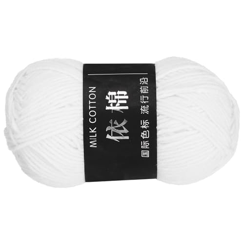 QUARKZMAN 1 Strang Baumwollgarn, 60% Baumwolle, 40% Acrylgarn Häkelgarn, Deckengarn zum Häkeln Jedes von 47g/1,66oz (Pro Strang 80m/87,5 Yard) / Weiß von QUARKZMAN