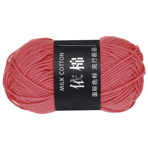 QUARKZMAN 1 Strang Baumwollgarn, 60% Baumwolle, 40% Acrylgarn Häkelgarn, Deckengarn zum Häkeln Jedes von 48g/1,69oz (Pro Strang 80m/87,5 Yard) / Wassermelonenrot von QUARKZMAN