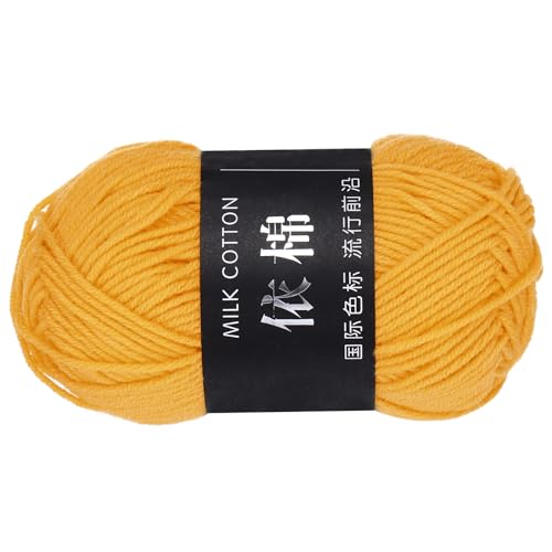QUARKZMAN 1 Strang Baumwollgarn, 60% Baumwolle, 40% Acrylgarn Häkelgarn, Deckengarn zum Häkeln Jedes von 48g/1,69oz (Pro Strang 80m/87,5 Yard) /Hellgelb von QUARKZMAN