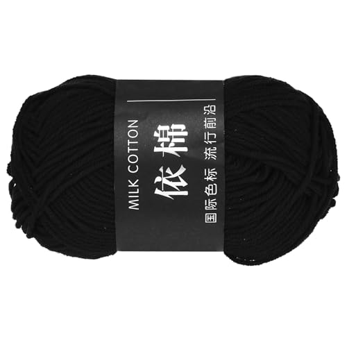 QUARKZMAN 1 Strang Baumwollgarn, 60% Baumwolle, 40% Acrylgarn Häkelgarn, Deckengarn zum Häkeln Jedes von 48g/1,69oz (Pro Strang 80m/87,5 Yard) /Schwarz von QUARKZMAN