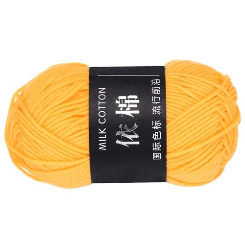 QUARKZMAN 1 Strang Baumwollgarn, 60% Baumwolle, 40% Acrylgarn Häkelgarn, Deckengarn zum Häkeln Jedes von 49g/1,73oz (Pro Strang 80m/87,5 Yard) /Hühnergelb von QUARKZMAN