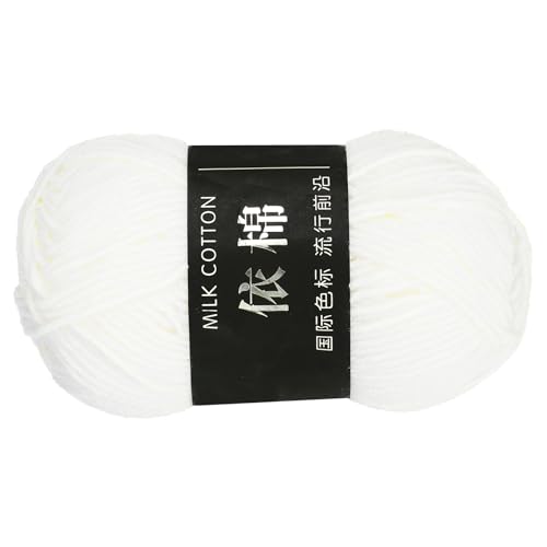 QUARKZMAN 1 Strang Baumwollgarn, 60% Baumwolle, 40% Acrylgarn Häkelgarn, Deckengarn zum Häkeln Jedes von 50g/1,76oz (Pro Strang 80m/87,5 Yard) /Cremeweiß von QUARKZMAN