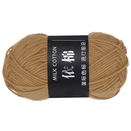 QUARKZMAN 1 Strang Baumwollgarn, 60% Baumwolle, 40% Acrylgarn Häkelgarn, Deckengarn zum Häkeln Jedes von 50g/1,76oz (Pro Strang 80m/87,5 Yard) /Hellbraun von QUARKZMAN