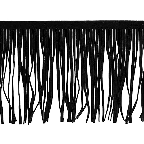QUARKZMAN 1 Yard 4" PU Leder Fringe Trimmen Doppelseitig Leder Nähen Quaste Fringe für Basteln Nähen Kleid Kunsthandwerk Rock Dekoration Schwarz QUARKZMAN 1 Yard 4" PU Leder Fringe Trimmen Doppelseitig Leder Nähen Quaste Fringe für Basteln Nähen Kleid Kunsthandwerk Rock Dekoration Schwarz von QUARKZMAN