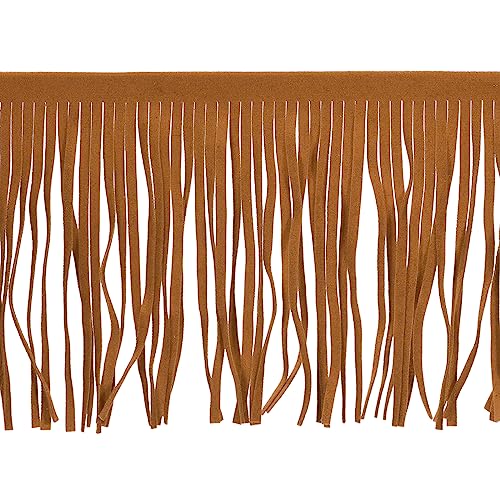 QUARKZMAN 1 Yard 6" PU Leder Fringe Trimmen Doppelseitig Leder Nähen Quaste Fringe für Basteln Nähen Kleid Kunsthandwerk Rock Dekoration Braun von QUARKZMAN