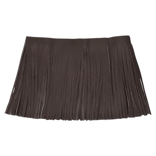 QUARKZMAN 1 Yard 8 Zoll Kunstleder Fransenbesatz Doppelseitige Leder-Nähquaste Fransen für DIY Nähen Kleid Handwerk Rock Dekoration, Kaffee von QUARKZMAN