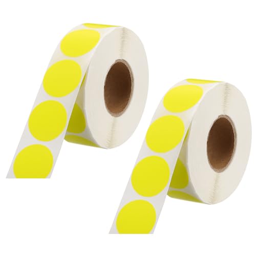 QUARKZMAN 1-Zoll-Kreis-Punktaufkleber Farbcodierungsetiketten Blank Round Label Wasserdichter Aufkleber für Organisieren Geschenkbox (Fluoreszierendes Gelb, 2 Rollen, 2000 Stück) von QUARKZMAN