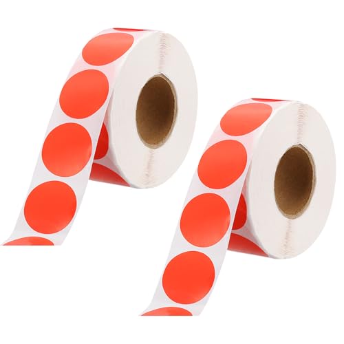 QUARKZMAN 1-Zoll-Kreis-Punktaufkleber Farbcodierungsetiketten Blank Round Label Wasserdichter Aufkleber für Umschlagdokumente Organisieren Geschenkbox (Rot, 2 Rollen, 2000 Stück/Rolle) von QUARKZMAN