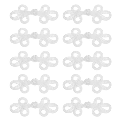 QUARKZMAN 10 Paare chinesische Knoten Frosch Knöpfe Verschluss Weiß Nähen Knöpfe Befestigungen für DIY Nähen Mäntel Umhang Pullover Braut Kostüm Outfit. QUARKZMAN 10 Paare chinesische Knoten Frosch Knöpfe Verschluss Weiß Nähen Knöpfe Befestigungen für DIY Nähen Mäntel Umhang Pullover Braut Kostüm Outfit. von QUARKZMAN