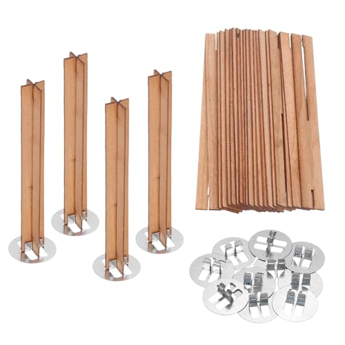 QUARKZMAN 10 Set Holzdochte, 0,49 x 4 Zoll natürliche Holzdochte mit Ständer Kreuzform Kerne für Kerzenherstellung von QUARKZMAN