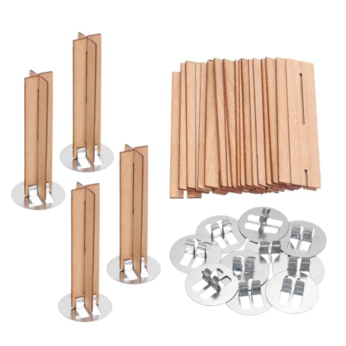 QUARKZMAN 10 Set Holzdochte, 0,5 x 2,4 Zoll Natürliche Holzdochte mit Ständer Kreuzform Kerne für Kerzenherstellung von QUARKZMAN