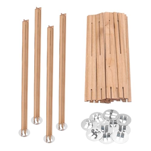 QUARKZMAN 10 Set Holzdochte, 0,5 x 5,9 Zoll Natürliche Holzdochte mit Ständer Kreuzform Kerne für Kerzenherstellung von QUARKZMAN