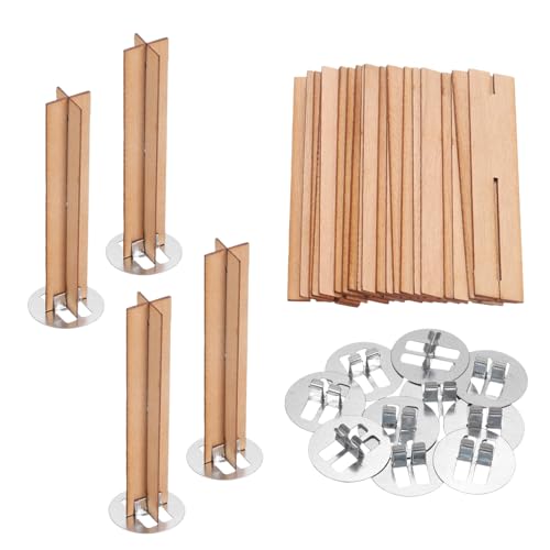 QUARKZMAN 10 Set Holzdochte, 0,6 x 3 Zoll Natürliche Holzdochte mit Ständer Kreuzform Kerne für Kerzenherstellung von QUARKZMAN