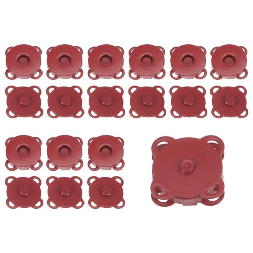 QUARKZMAN 10 Sets magnetische Druckknöpfe, 1,8 cm, Metallverschlüsse, Magnetverschlüsse zum Aufnähen, Ersatz-Magnetverschlüsse für Geldbörsen, DIY, Basteln, Rot von QUARKZMAN