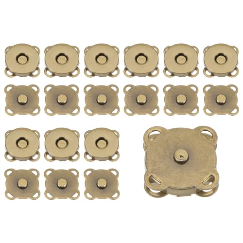 QUARKZMAN 10 Sets magnetische Druckknöpfe, 1,8 cm, Metallverschlüsse, Magnetverschlüsse zum Aufnähen, Ersatz-Magnetverschlüsse für Geldbörsen, Kleidung, Tragetaschen, Basteln, Bronzeton von QUARKZMAN