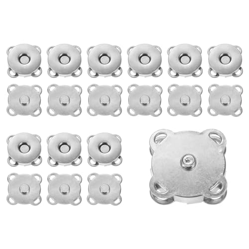 QUARKZMAN 10 Sets magnetische Druckknöpfe, 1,8 cm, Metallverschlüsse, Magnetverschlüsse zum Aufnähen, Ersatz-Magnetverschlüsse für Geldbörsen, Kleidung, Tragetaschen, Basteln, silberfarben von QUARKZMAN