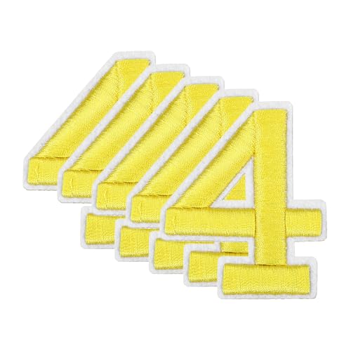 QUARKZMAN 10 Stk. Nummern-Patches 2,4" Höhe Nummer 4 Bestickte Dekorative Reparatur-Patches zum Aufbügeln/Nähen auf Stickerei-Applikationen für Dekor Kleidung Schuhe DIY Handwerk, Gelb QUARKZMAN 10 Stk. Nummern-Patches 2,4" Höhe Nummer 4 Bestickte Dekorative Reparatur-Patches zum Aufbügeln/Nähen auf Stickerei-Applikationen für Dekor Kleidung Schuhe DIY Handwerk, Gelb von QUARKZMAN
