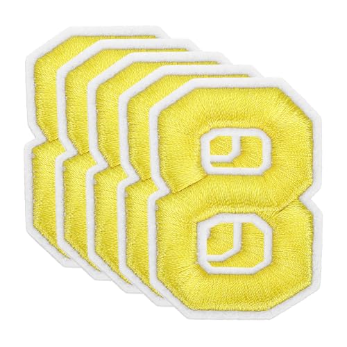 QUARKZMAN 10 Stk. Nummern-Patches 2,4" Höhe Nummer 8 Bestickte Dekorative Reparatur-Patches zum Aufbügeln/Nähen von Stickerei-Applikationen für Dekor Kleidung Schuhe DIY Handwerk, Gelb QUARKZMAN 10 Stk. Nummern-Patches 2,4" Höhe Nummer 8 Bestickte Dekorative Reparatur-Patches zum Aufbügeln/Nähen von Stickerei-Applikationen für Dekor Kleidung Schuhe DIY Handwerk, Gelb von QUARKZMAN