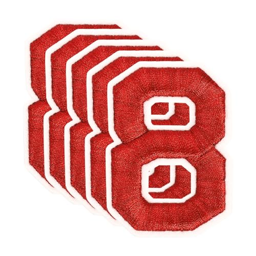 QUARKZMAN 10 Stk. Nummern-Patches 2,4" Höhe Nummer 8 Bestickte Dekorative Reparatur-Patches zum Aufbügeln/Nähen von Stickerei-Applikationen für Dekor Kleidung Schuhe DIY Handwerk, Rot QUARKZMAN 10 Stk. Nummern-Patches 2,4" Höhe Nummer 8 Bestickte Dekorative Reparatur-Patches zum Aufbügeln/Nähen von Stickerei-Applikationen für Dekor Kleidung Schuhe DIY Handwerk, Rot von QUARKZMAN