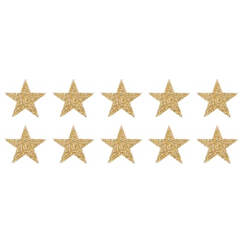 QUARKZMAN 10 Stk. Sternen-Bügelflicken Sternen-Strass-Aufkleber-Applikationen 8cm Aufnäher zum Selbermachen von Bastelarbeiten Kleidungsreparatur Schuhe Tasche Hut Dekoration, Gold von QUARKZMAN