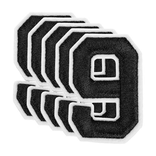QUARKZMAN 10 Stk. Zahlen Patches 6cm Höhe Nummer 9 Bestickte Dekorative Reparatur-Patches zum Aufbügeln/Nähen von Stickerei-Applikationen für Dekor Kleidung Schuhe DIY Basteln, Schwarz QUARKZMAN 10 Stk. Zahlen Patches 6cm Höhe Nummer 9 Bestickte Dekorative Reparatur-Patches zum Aufbügeln/Nähen von Stickerei-Applikationen für Dekor Kleidung Schuhe DIY Basteln, Schwarz von QUARKZMAN