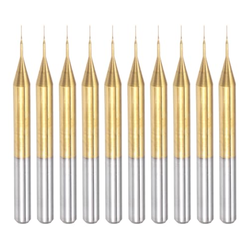 QUARKZMAN 10 Stück Hartmetallfräser 0.2mm Schaft, 6-Flöten CNC Fräser 4-NutenTitanbeschichtung für Edelstahl, Verbundwerkstoffe und Legierungen, Gold QUARKZMAN 10 Stück Hartmetallfräser 0.2mm Schaft, 6-Flöten CNC Fräser 4-NutenTitanbeschichtung für Edelstahl, Verbundwerkstoffe und Legierungen, Gold von QUARKZMAN