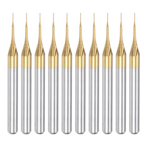 QUARKZMAN 10 Stück 0,3 mm Titanbeschichtete Hartmetall-Fräser Gravierfräser CNC-Fräser für PCB-Maschine, 1/8" Schaft von QUARKZMAN